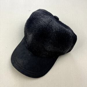 Canda Winter Hat Cap Fitted 7-3/8 Black Plaid Wool Quilt Lined Outdoor Snow Ski